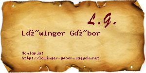 Lőwinger Gábor névjegykártya
